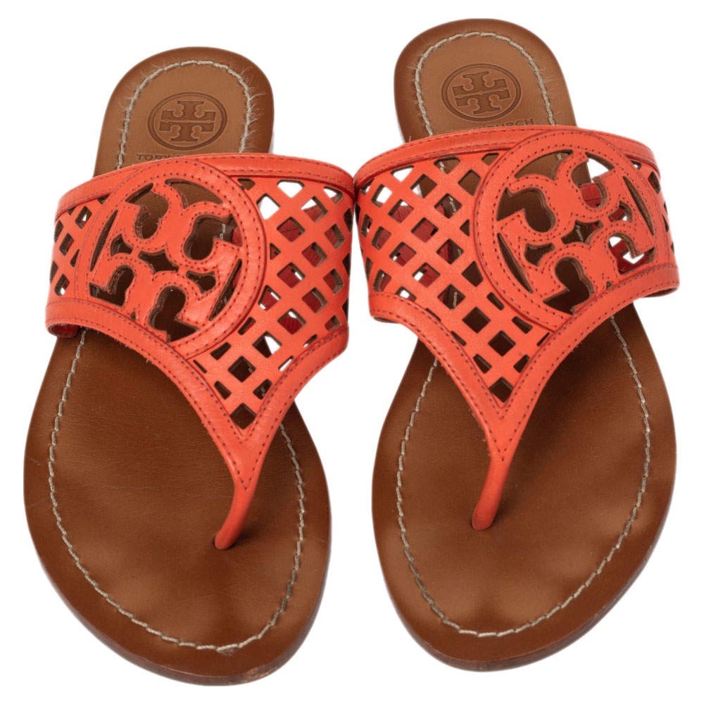 Tory Burch Coral Red Lattice Sandal